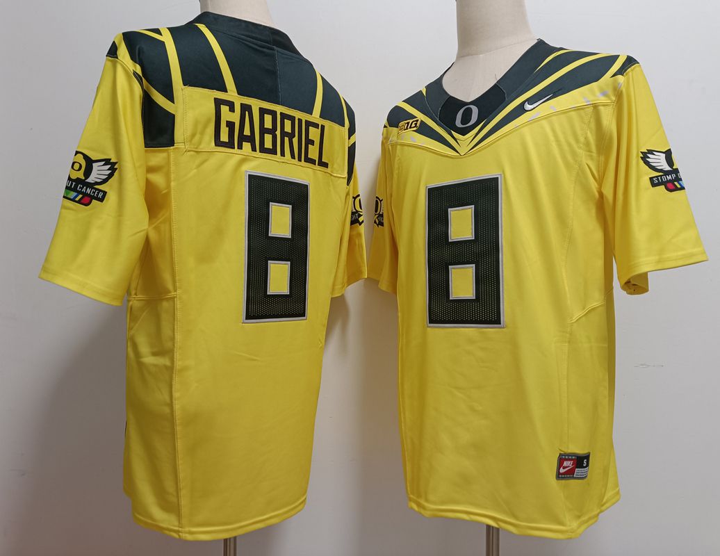 Men Oregon Ducks #8 Gabriel Yellow Nike 2025 NCAA Jersey->ncaa teams->NCAA Jersey